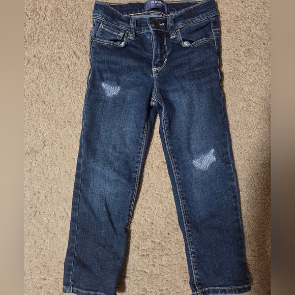 Old Navy Toddler Girls Skinny Blue Jeans Distressed Size 4T - Picture 2 of 6